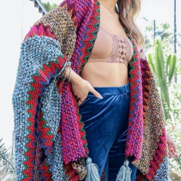 Beautiful Ruana 4 color choices #7 INDIGO FIRST PIC - Picture 2 of 3